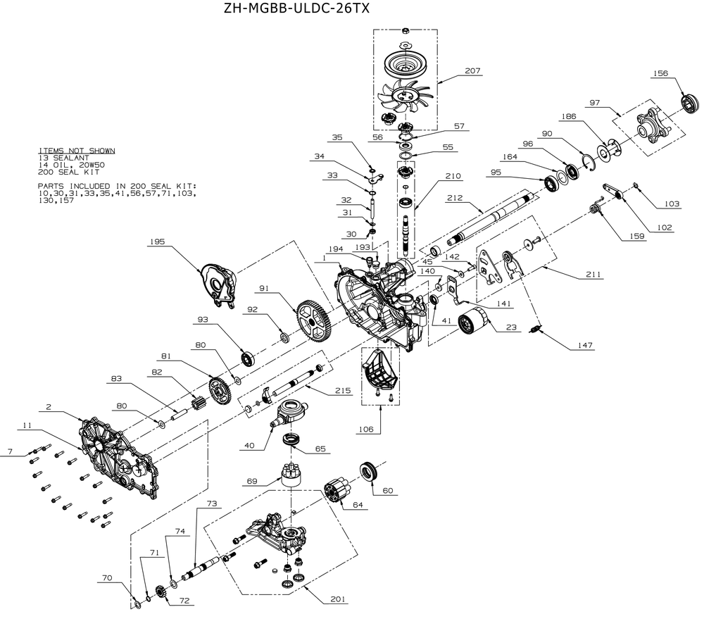 Transmission (Lh) Diagram and Parts List for ZT2-54KW (17RIEAC3010)(2021) Cub Cadet Lawn Tractor